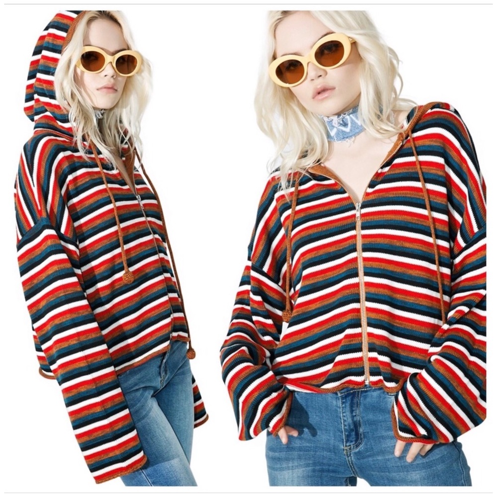 MULTICOLOR CROPPED BOUTIQUE TEDDY BEAR SOFT HOODIE - Picture 5 of 6